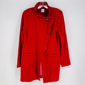 CAbi Celebration Houndstooth Ruffle Jacket Coat